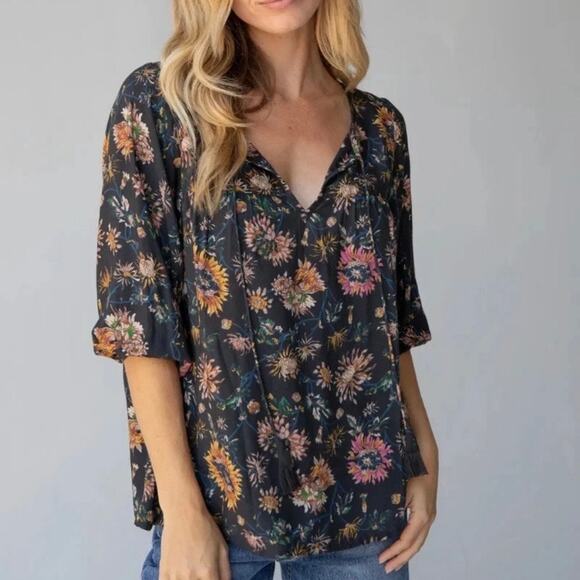 NATURAL LIFE Tops - Natural Life Green Floral Maribel Popover Blouse Sz.XL